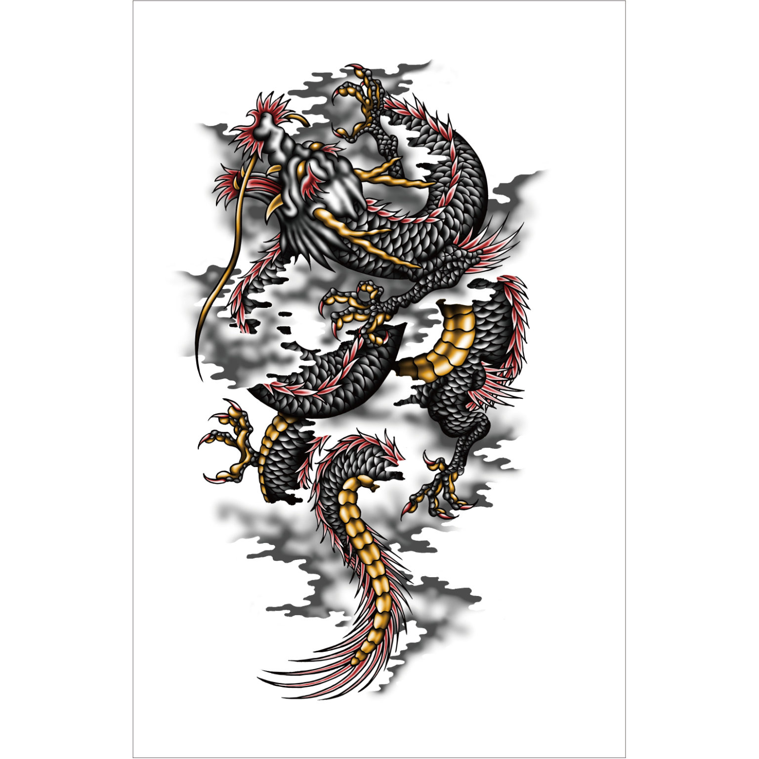 龍と鳳凰 シール 蒔絵シール 北斎龍 金 of 青砥屋 ドラゴン